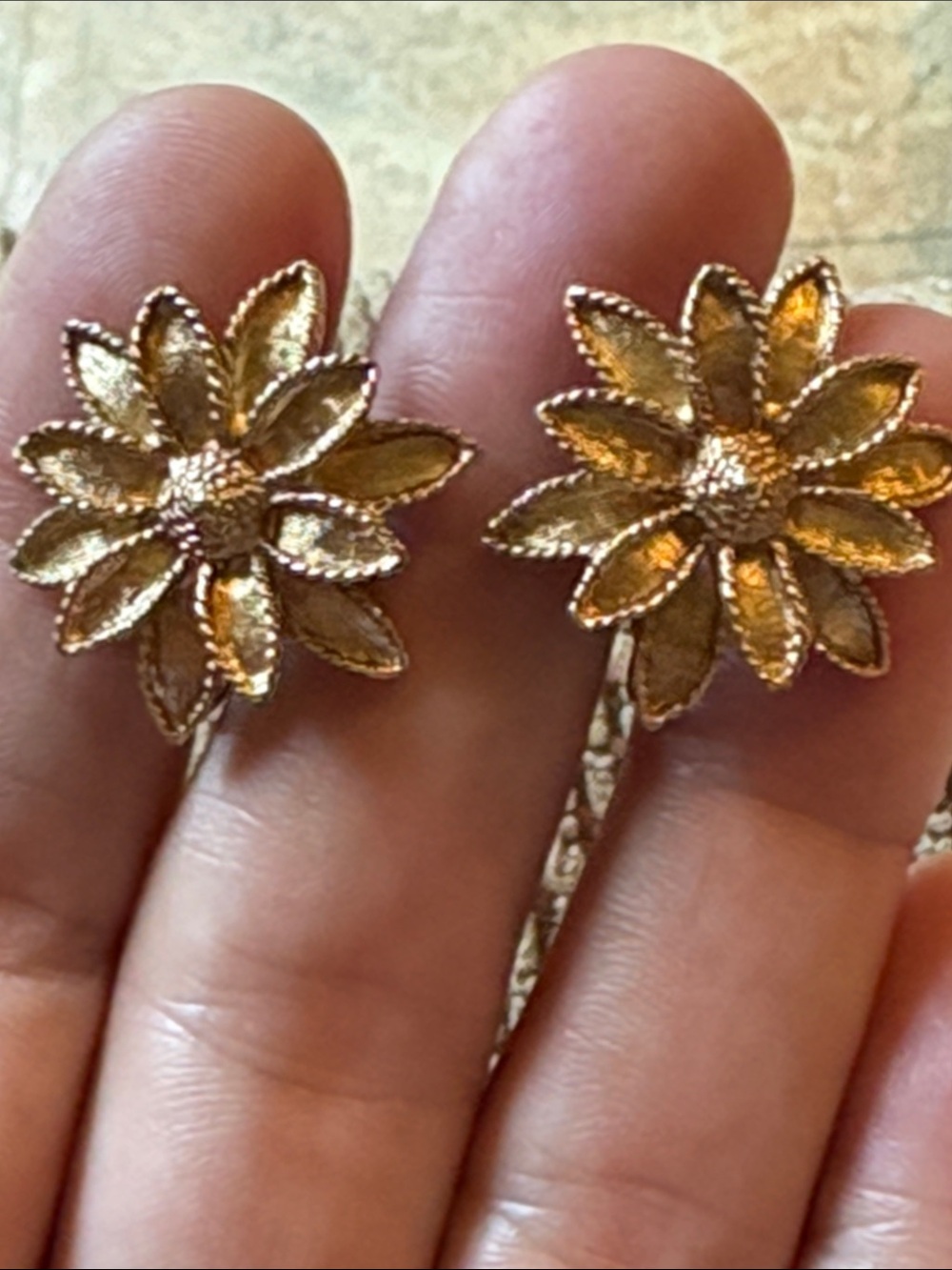 Vintage Marcel Boucher Gold Floral Daisy Clip Earrings for Women